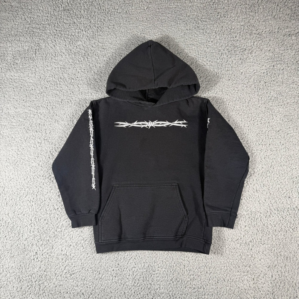 Y2K Barbed Wire Hoodie‎ Youth Size Small Grunge Emo Streetwear